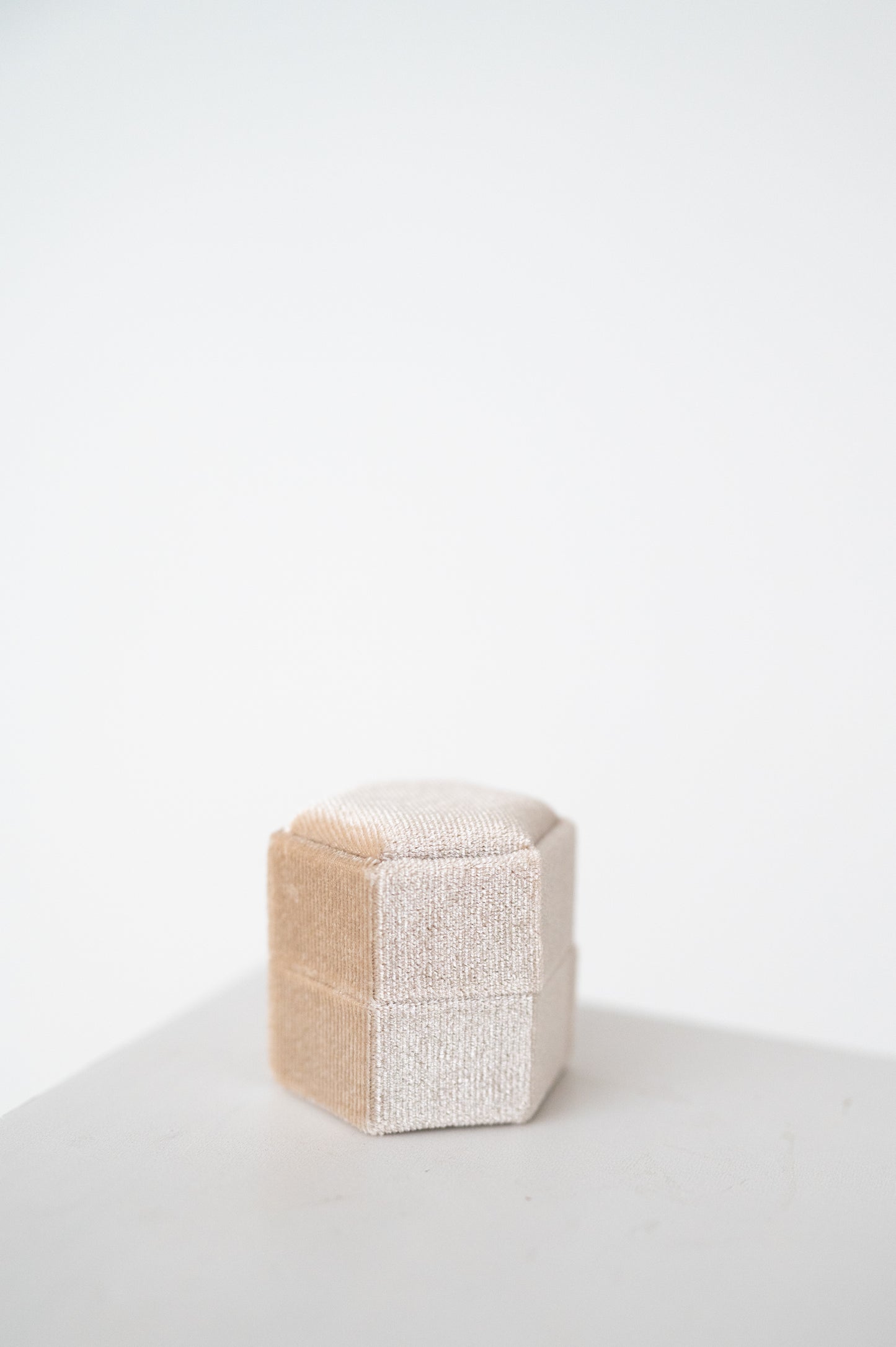 Beige Velvet Ring Box